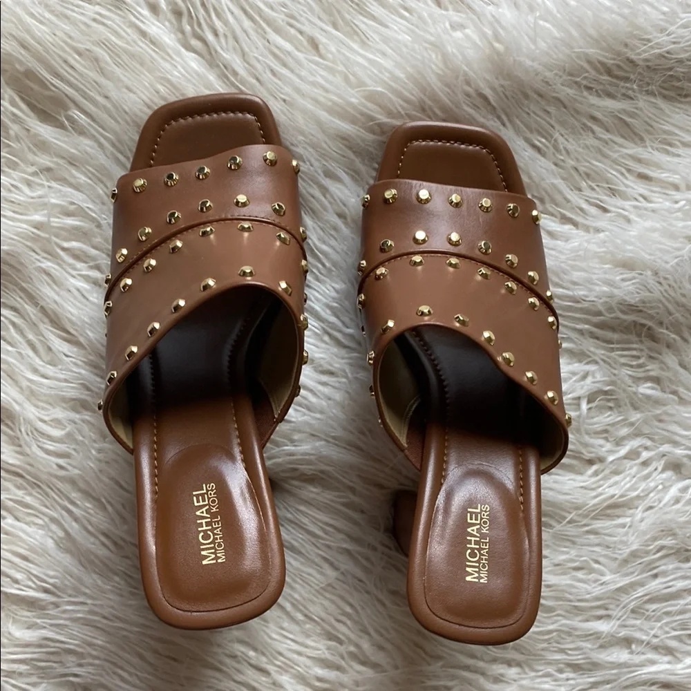 🔥 NWT 🔥 Michael Kors Jagger Platform Mule, Luggage, Size 9 - Picture 4 of 14